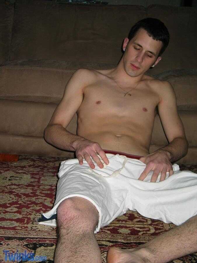Skinny Twink Nate L Exposes His Hairy Ass And Jerks Off His Boner On The Floor Hairy Gay Cum - 