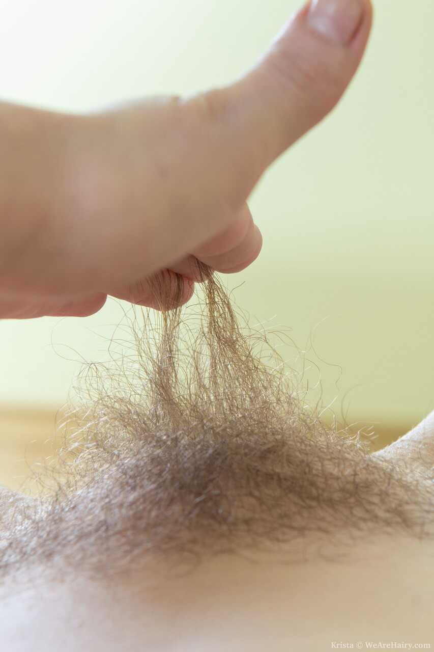 Krista's Bushy Twat Gets Nutty and Juicy in a Frisky Hairy Amateur Striptease - Krista