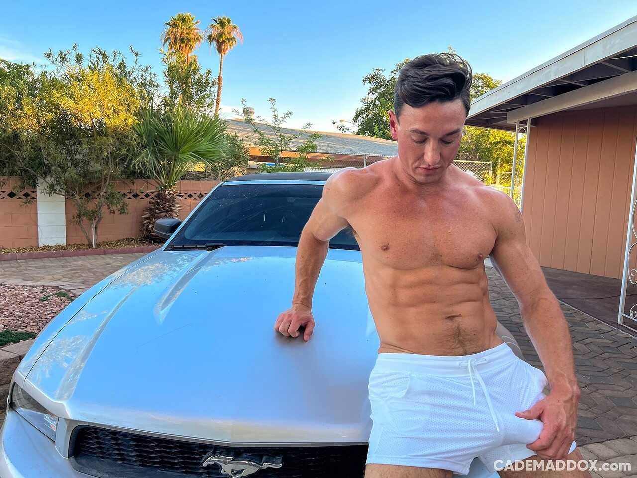 Shirtless Muscleman: Showing Off His Hot Body & Gigantic Dick While Washing His Car - 