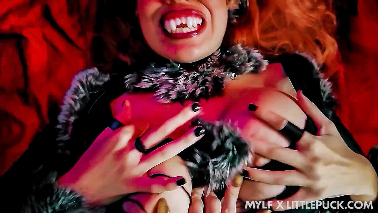 Little redheaded slut masturbates before sucking & fucking in public while dressed up as Little Puck from the hit anim...