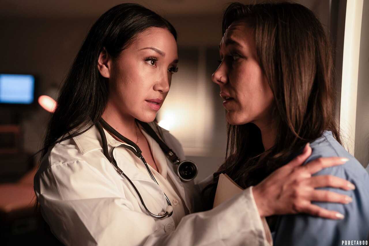 Curvy MILF Sinn Sage Shows her Naughty Side with Young Interracial Lesbian Vicki Chase in Pure Taboo's Nurses Office ...