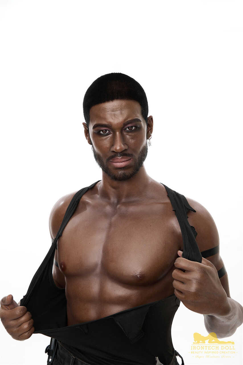 Sexy Six Pack Showoff: Alfred the Black Male Sex Doll Strips Down and Shows Off His Tiny Dick!