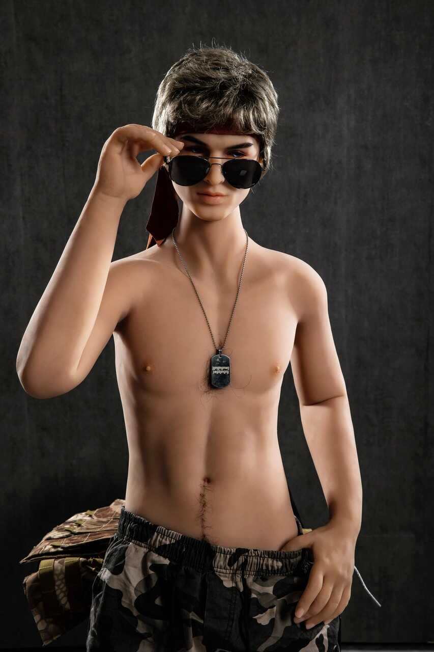 Military Man's Sex Doll Poses Nude with Erect Dick, Revealing Toned Body