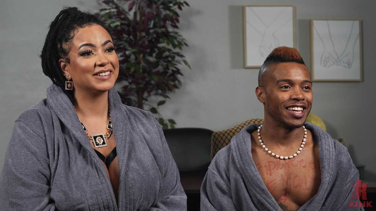 Ebony Mistress BADKITTYYY and her Black Leather Whip Taming White Boy Toy Jake Waters in Kinky Bondage Playtime - BADKITTY...