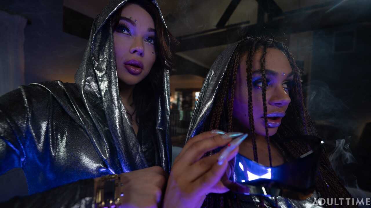 Emma Rose's Space Explorer Dildo Fucks Eva Maxim's Cosmic Hole in a Galactic Transsexual Orgy - Emma Rose, Eva M...