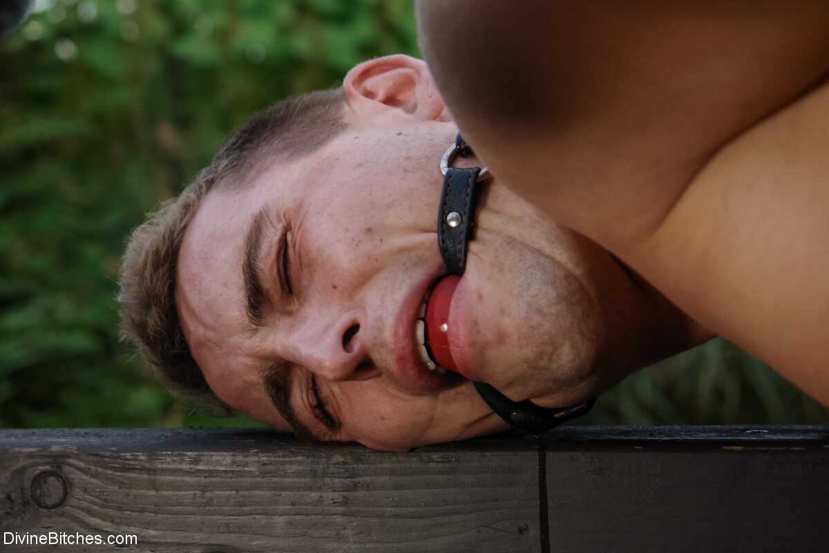 Sandra Romain Slaps and Fucks her Slave's Ass on the Bridge with Her Mature Strapon - Martin Love, Sandra Romain