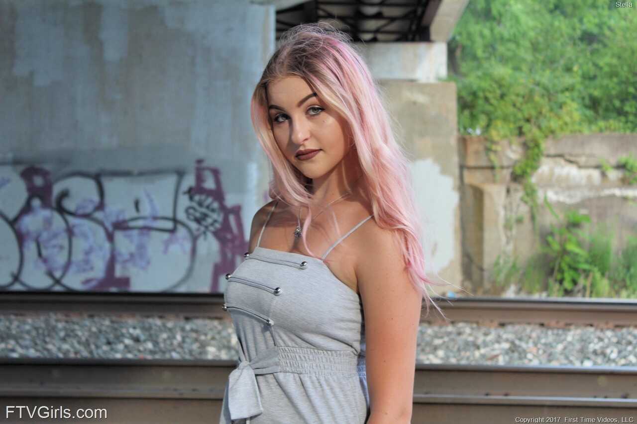 Public Panty Peeker: Stella’s Pink-Haired Cutie in a Dress and Heels Exposed!