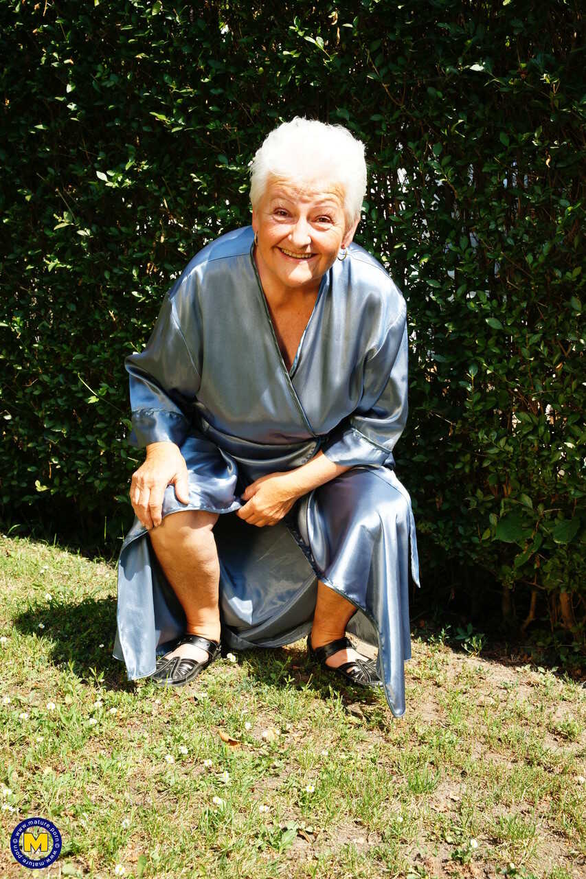 Granny Vera D's Backyard Masturbation Fest The Crazy Old Granny Strikes Again! - Vera D