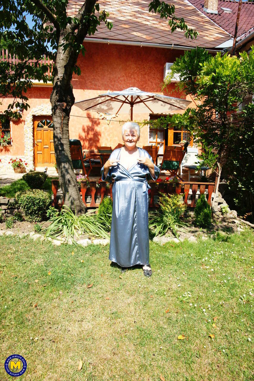 Granny Vera D's Backyard Masturbation Fest The Crazy Old Granny Strikes Again! - Vera D