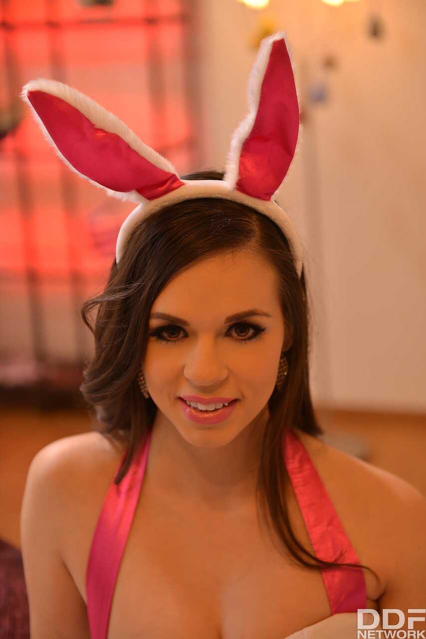 Busty Brunette Nekane in a Bunny Costume Gets Nailed by her Horny Husband with Her Big Tits in the Air - Nekane