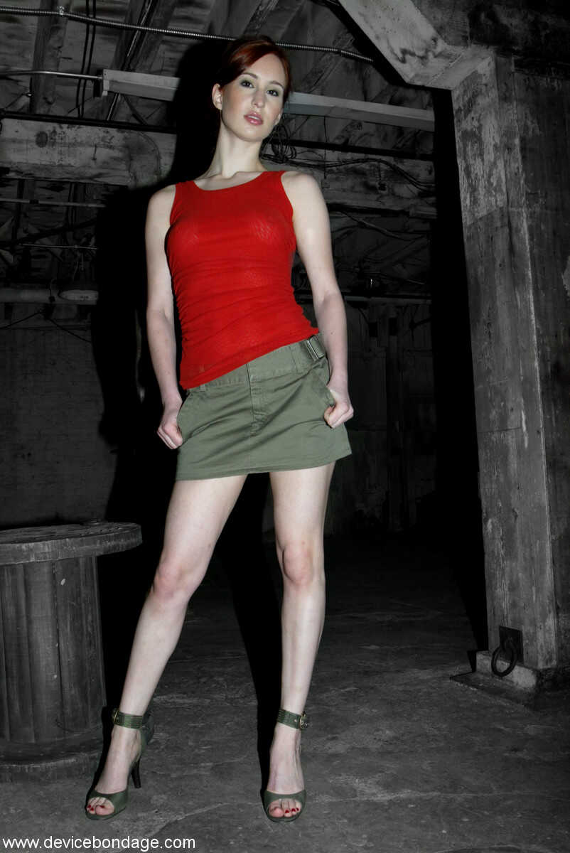 Long-legged hottie Calico flashing her panties while posing in the dungeon Tall Skinny Dildo, Petite BDSM, Riding Dildo, S...