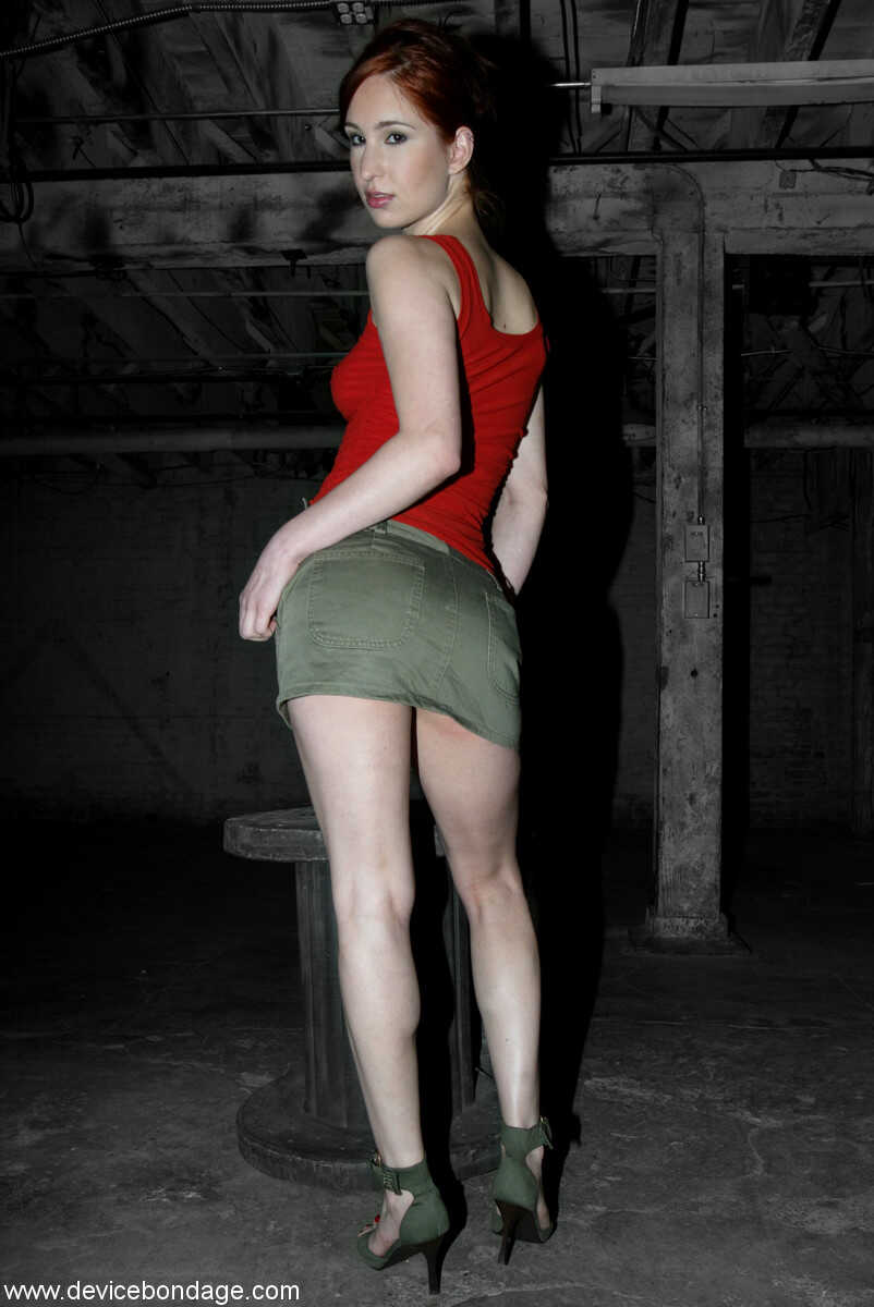 Long-legged hottie Calico flashing her panties while posing in the dungeon Tall Skinny Dildo, Petite BDSM, Riding Dildo, S...