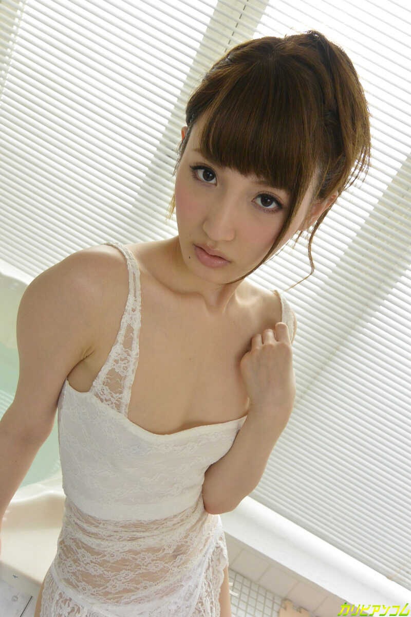 Slim Japanese Babe Karin Aizawa Strips to White Stockings and Rides a Toy While Masturbating - Karin Aizawa