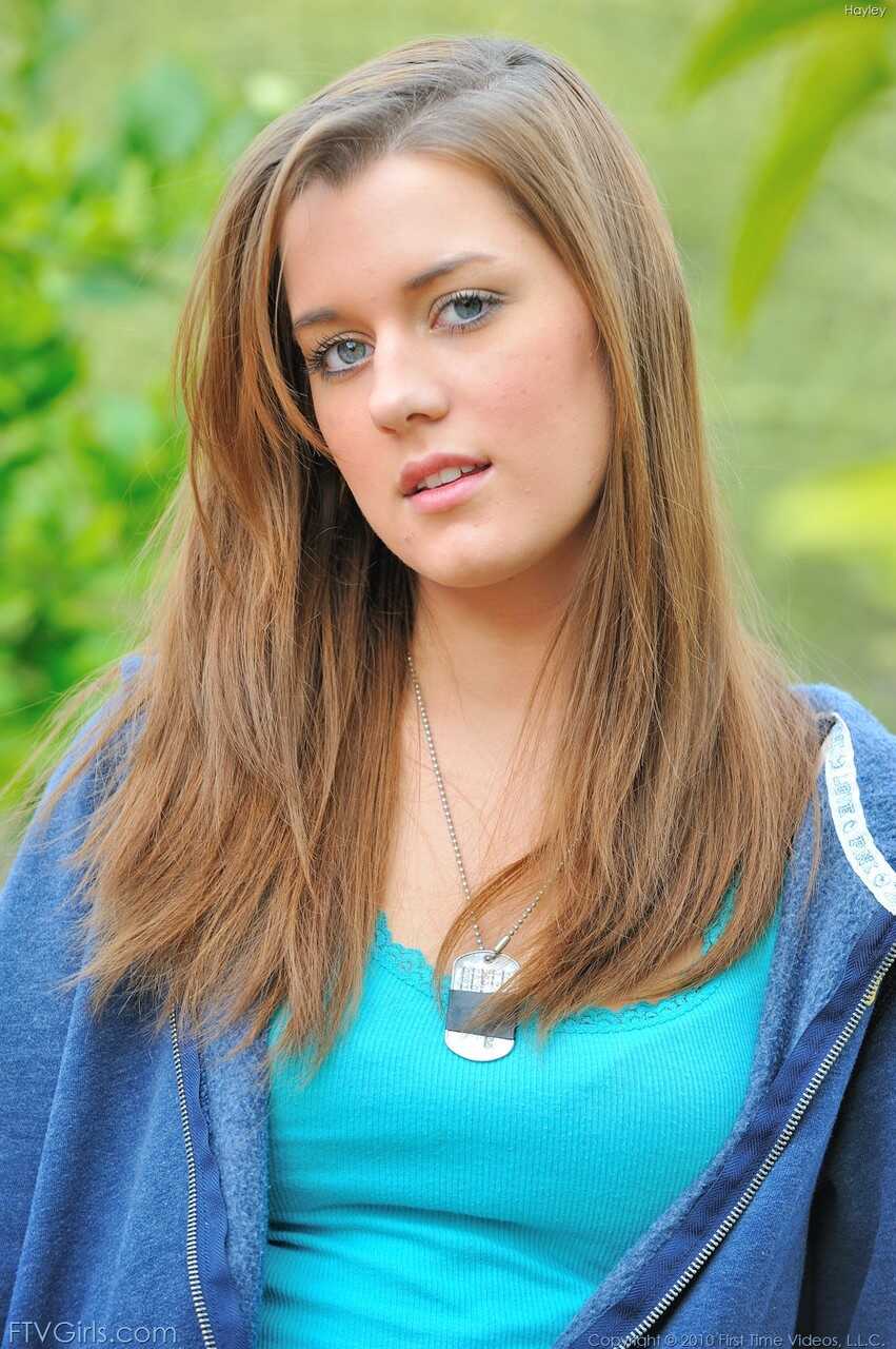 Sweet teen Hayley Hanes reveals her boobs and rubs her twat up close outdoors, making your cock throb with desire! - Hayle...
