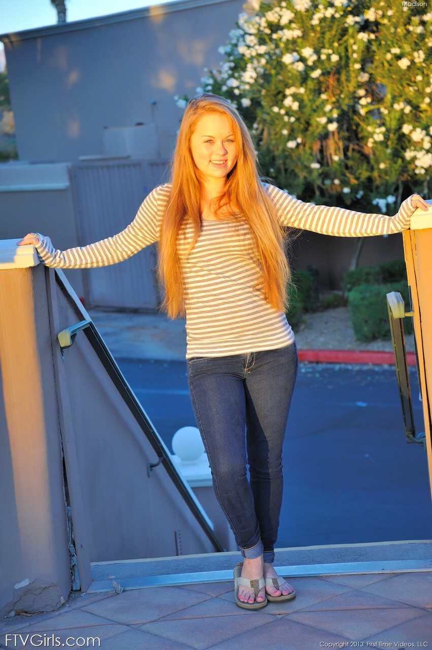 Cute girlfriend Madison Chandler teases with her big ass and masturbates with a heel in tight jeans - Madison Chandler