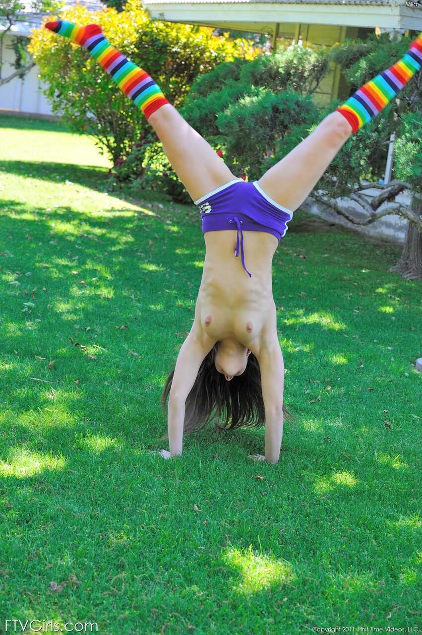 Mila's Filthy Labia Spreads in the Great Outdoors with a Flexible Babe - Mila