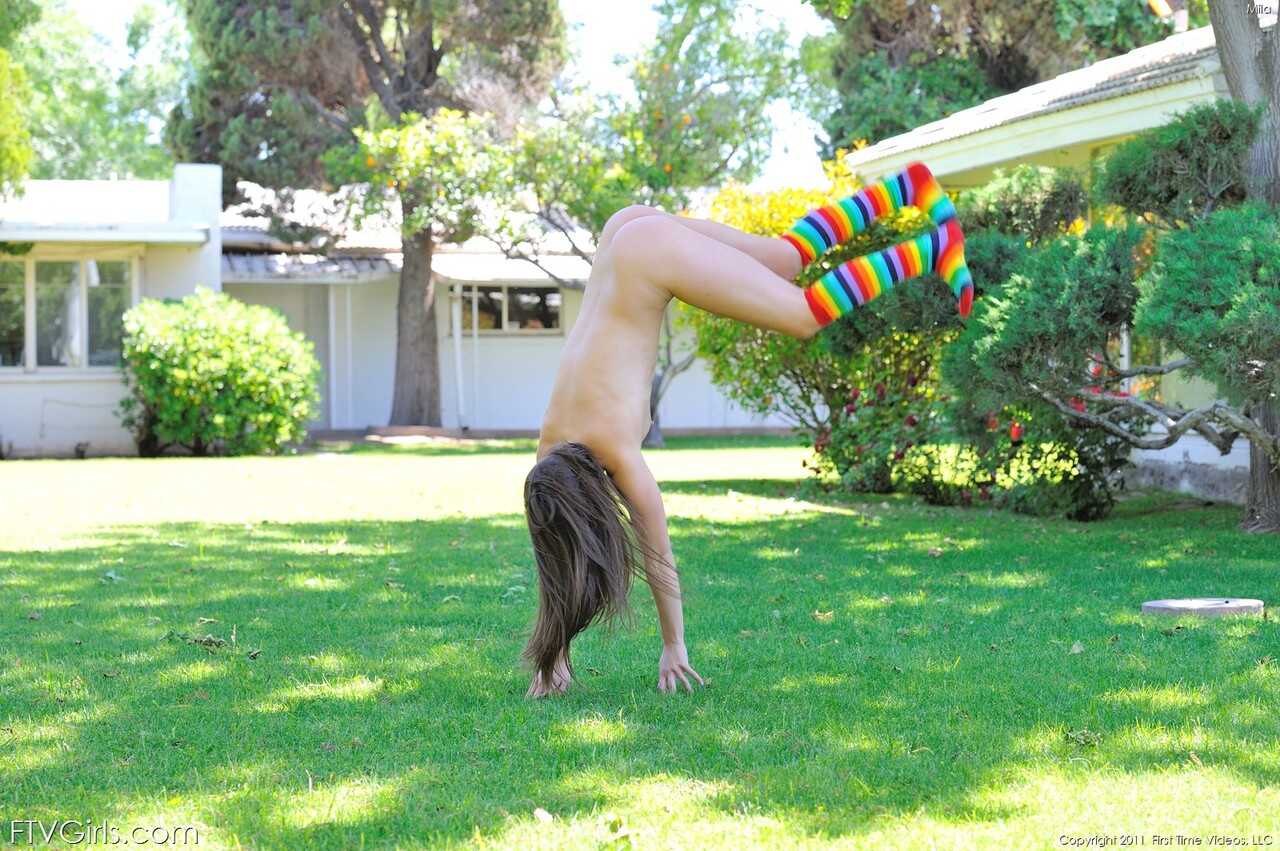 Mila's Filthy Labia Spreads in the Great Outdoors with a Flexible Babe - Mila