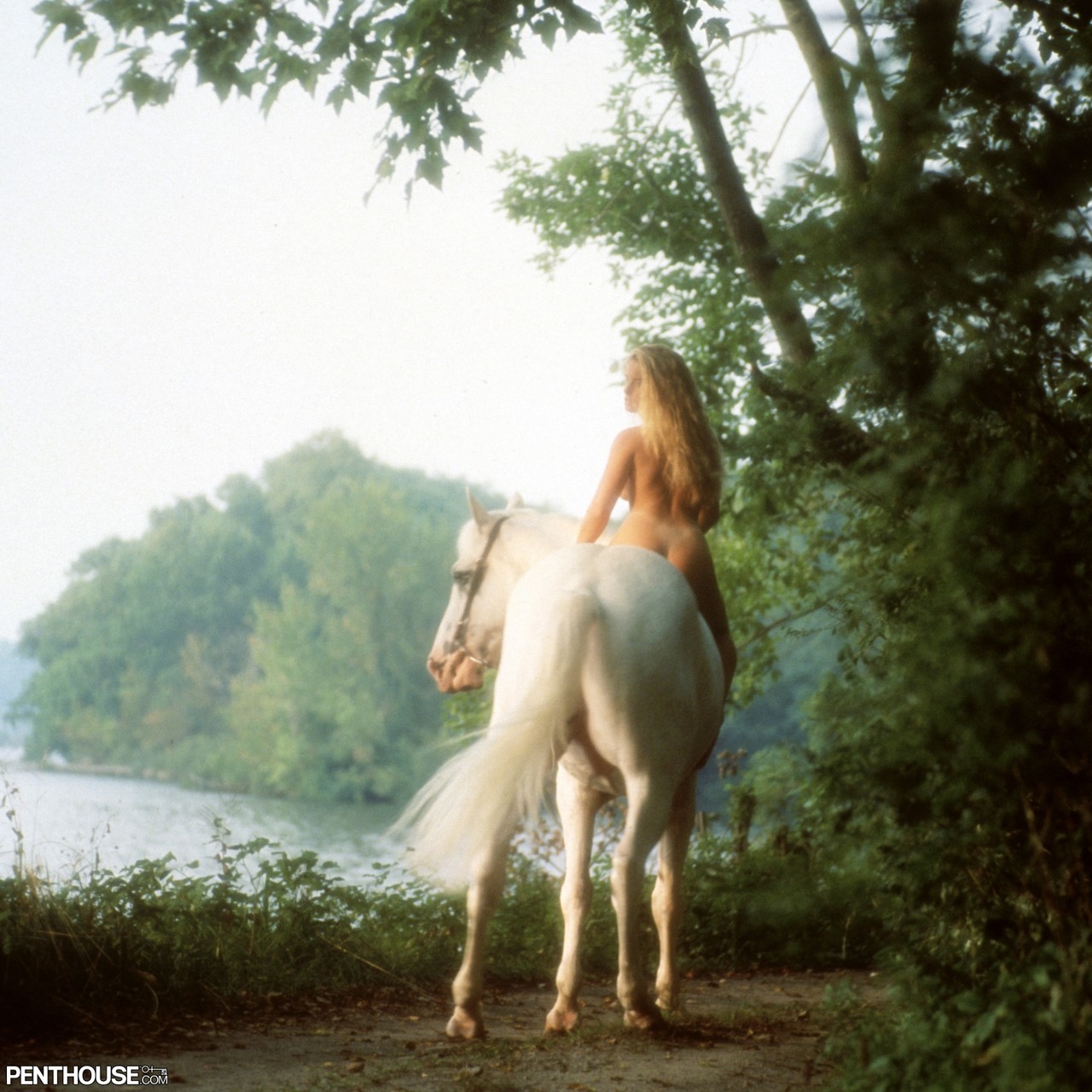 Blonde Natalie Smith Flashes Pussy And Rides Horse Nude