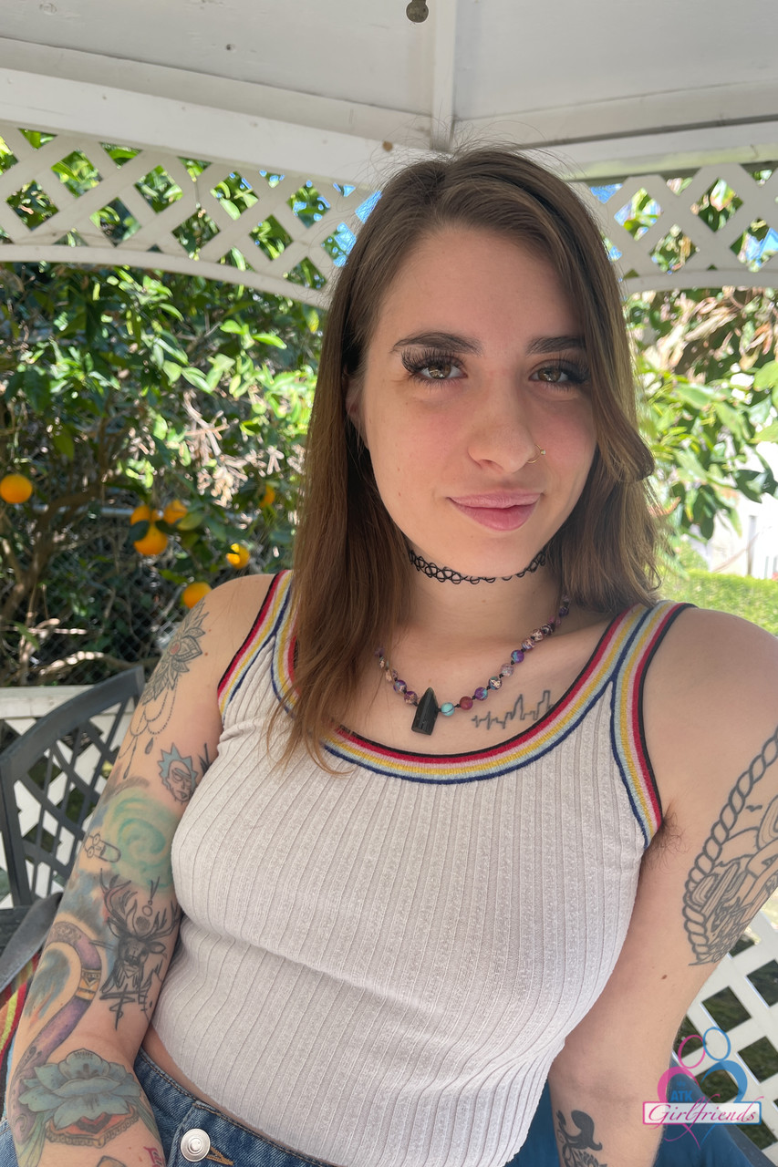 Pearl Sage Inked Russian Girlfriend Plays With Super Hairy Pussy