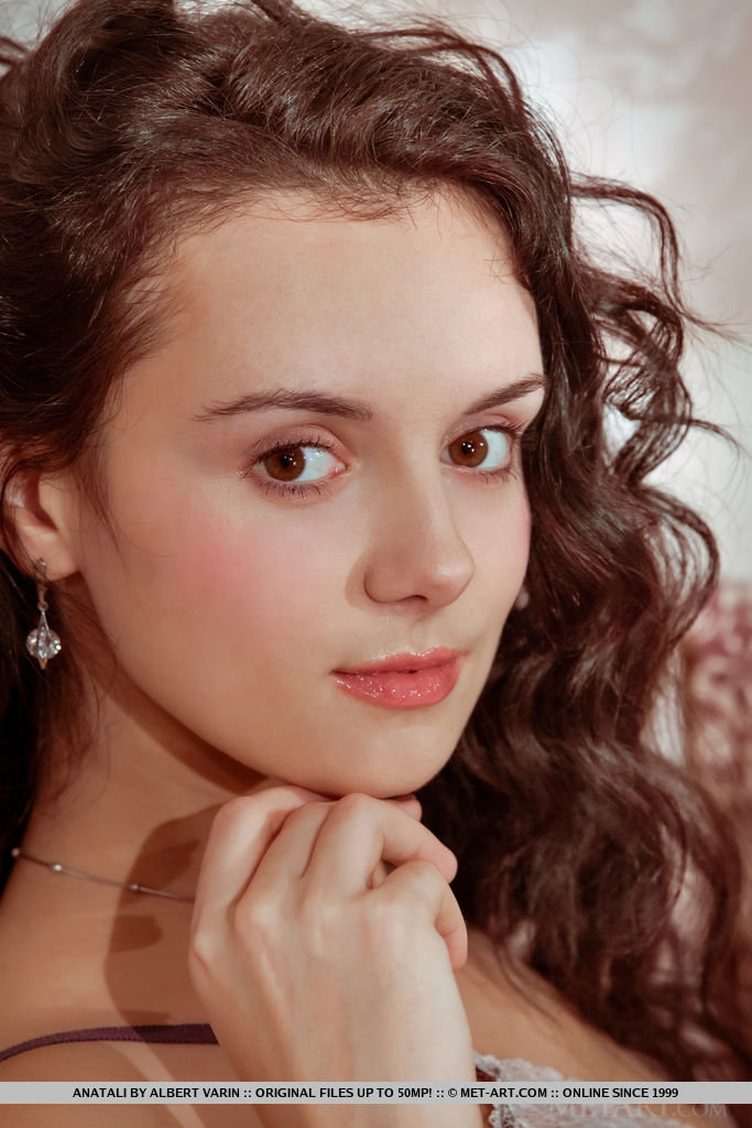 Teen Solo Girl Anatali Shows Tight Slit After Removing Satin Lingerie