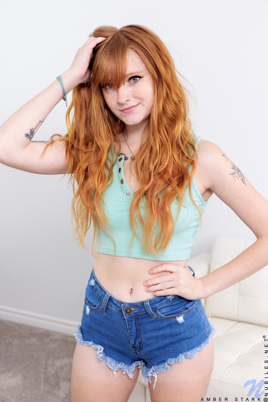 Amber Stark Strips Booty Shorts To Show Yummy Pussy