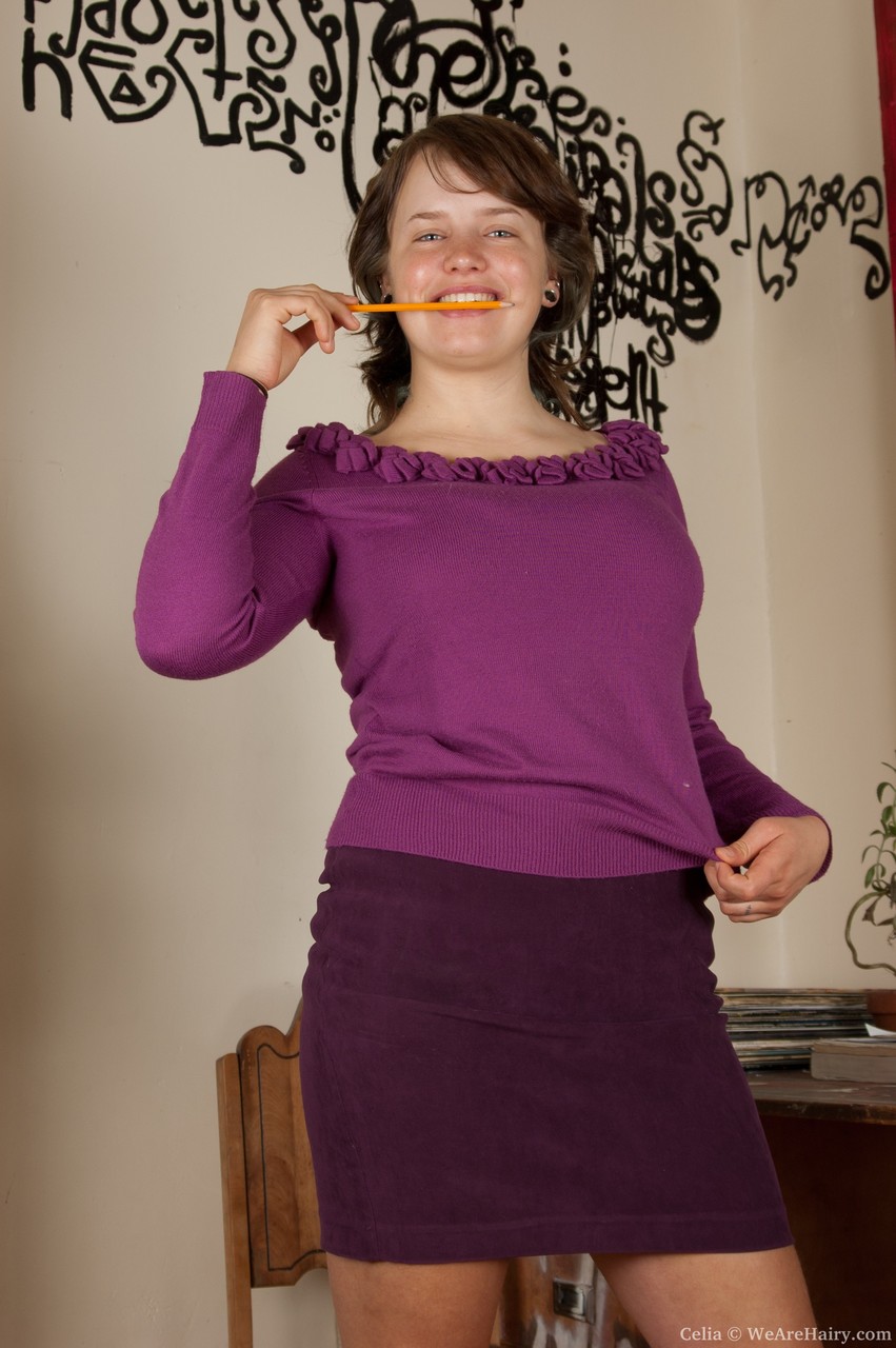 Big Breasted Brunette Celia Shows Monster Curves And Shaggy Cunt