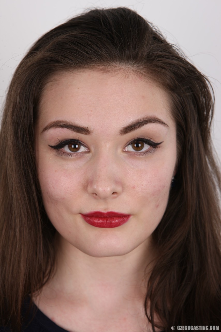 Brunette Model Eva Strips Black Lingerie For Photo Audition