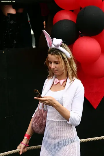 Woman in Cosplay Boots and Shorts Flashes in Public
