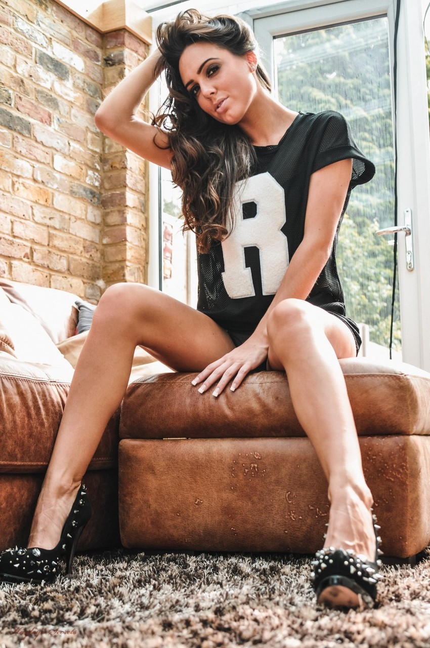 British Beauty Jamie Jenkins Bares Firm Tits In Thong And High Heels