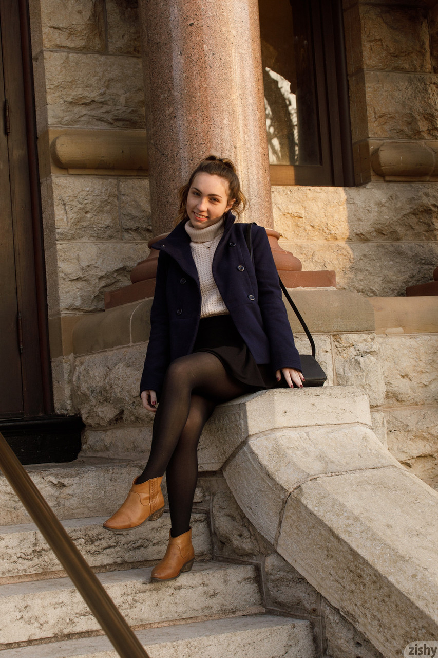 College Teen Mallory Christopher Flashing Natural Tits And Upskirt