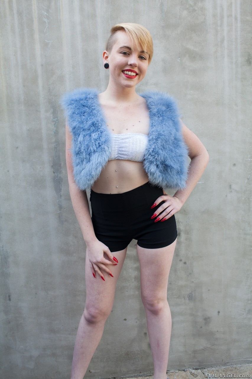 Short Haired Teen Miley May Naked Peeing In Street