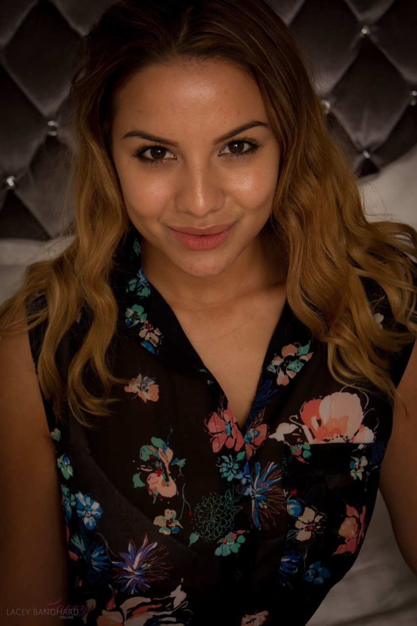 Lacey Banghard Unleashes Her Enhanced Tits On Bed In Panties