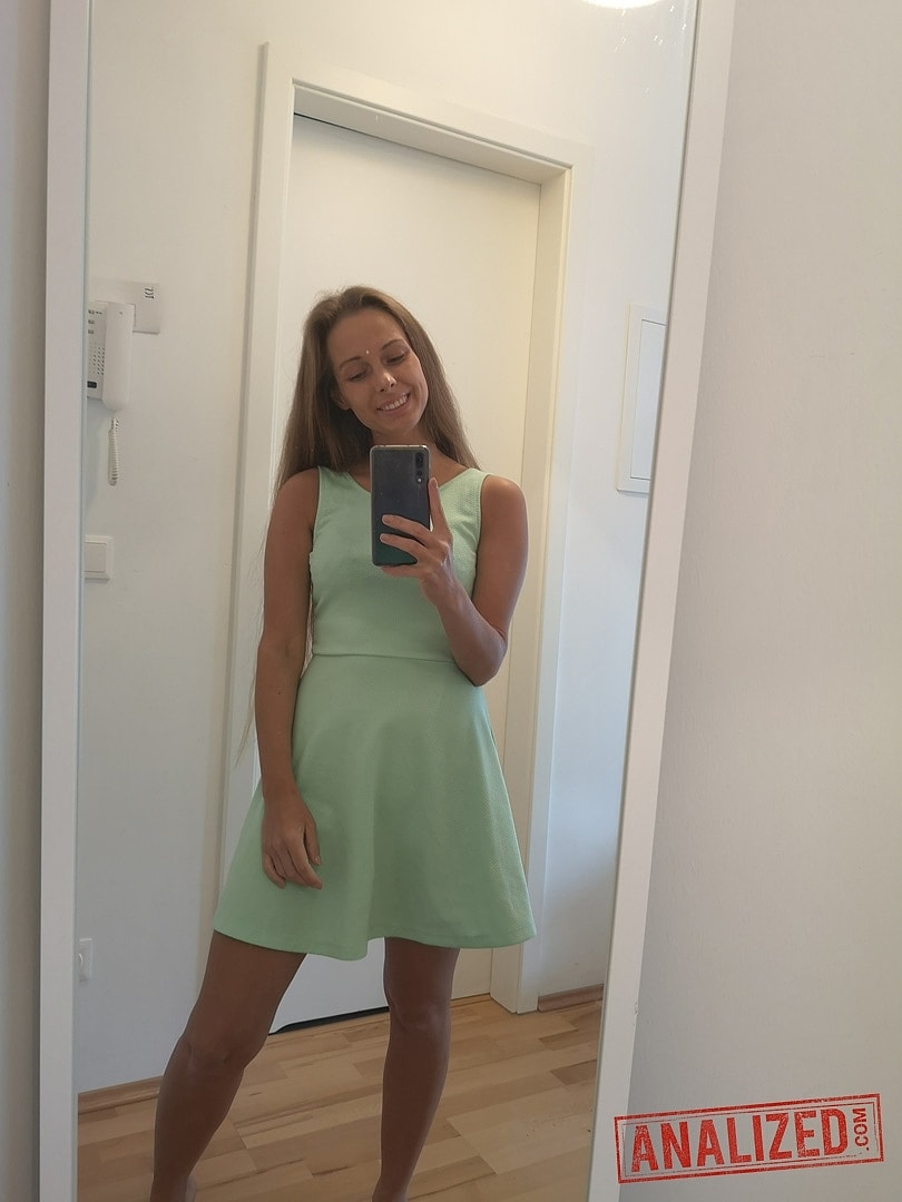 Up Close Blonde Kinuski Strips & Shows Irresistibly Shaved Pussy