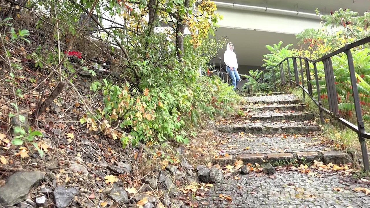 Caught Ali Bordeaux Pissing Solo On Concrete Steps