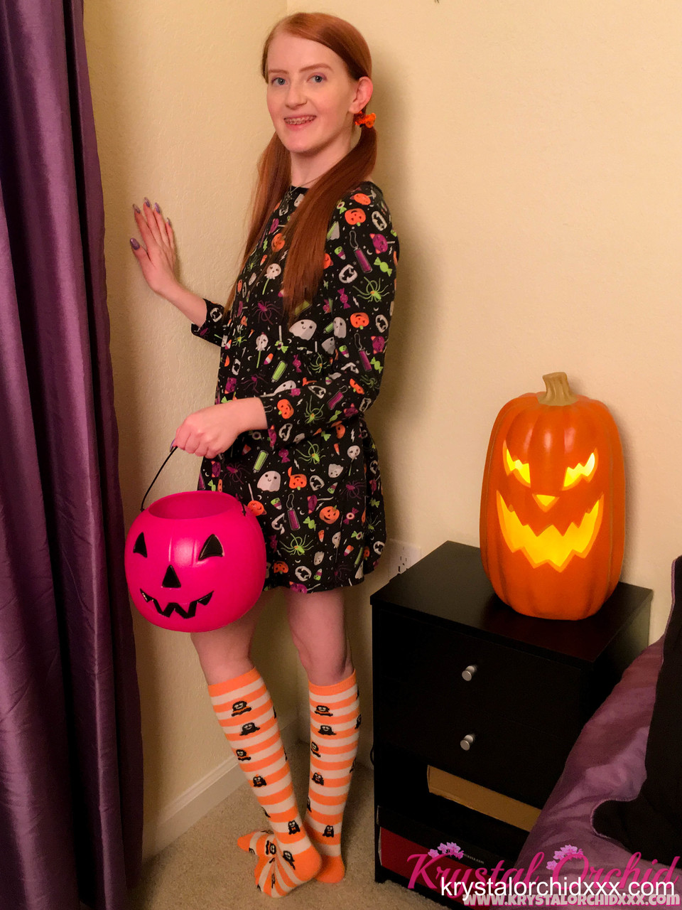 Fearless Ginger Teen Krystal Orchid Masturbates On Halloween Night