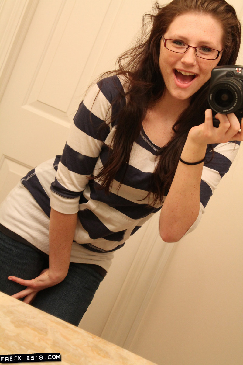 Amateur Girl Freckles 18 Strips To Underwear While Taking Self Shots