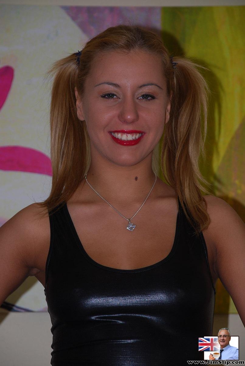 Blonde Nikki In Black Stockings Spreads Pussy And Gets Ass Groped