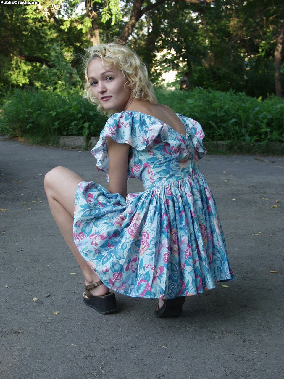 Young Lesbians In Summer Dresses Tongue Kiss And Lick Pussy On Park Pathway