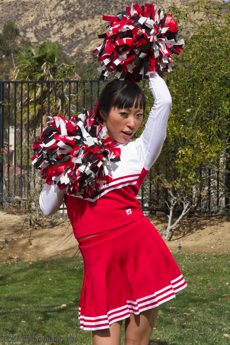 Asian Cheerleader Gaia With Big Tits Gets Gangbanged By Strangers