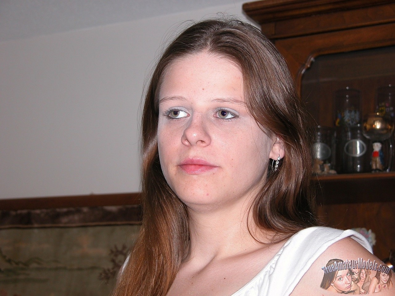 Naked Amateur Girl Poses In Kitchen Showing Tiny Saggy Tits And Hairy Ass