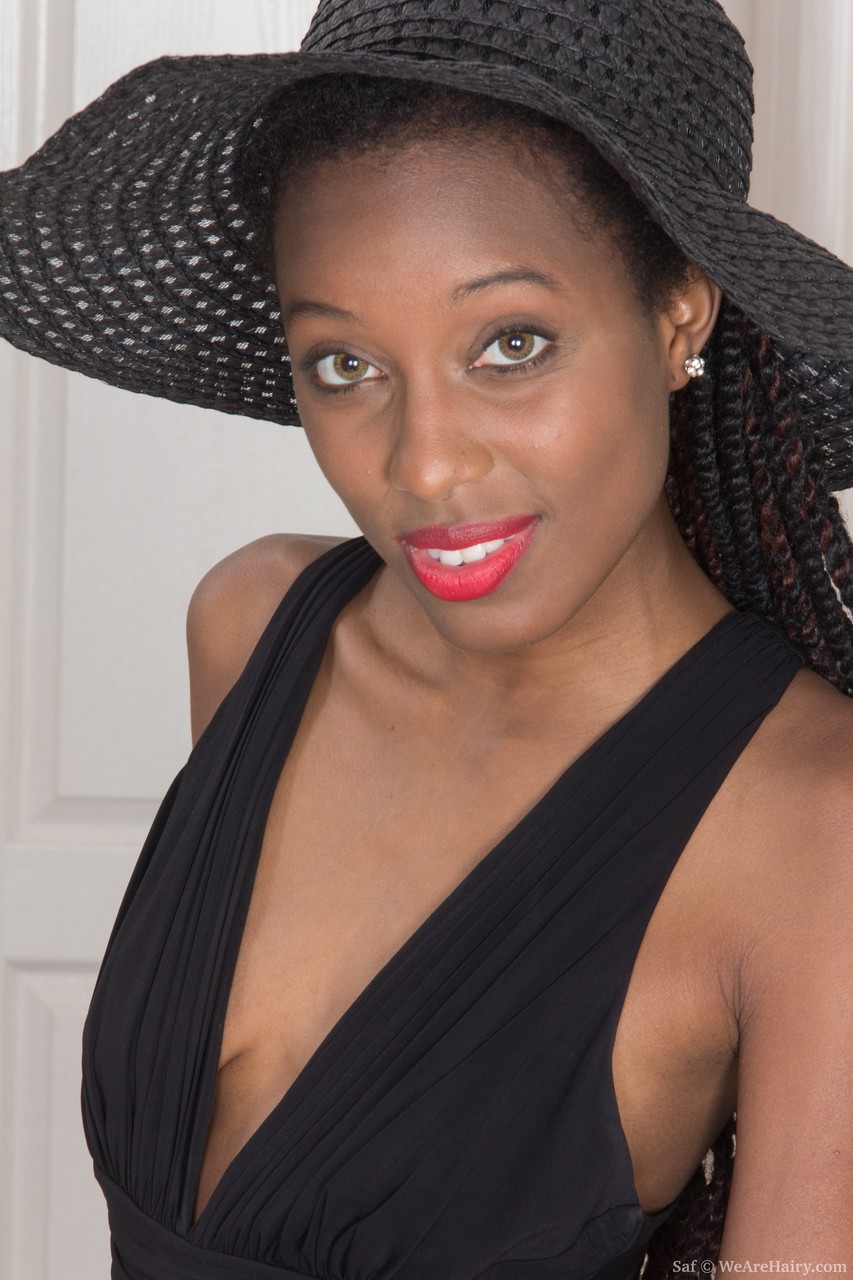 Skinny Ebony Saf Spreads Her Tasty Hairy Pussy