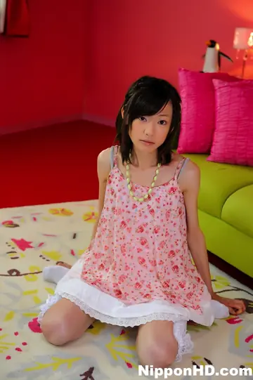 Aoba Itou – Skinny Japanese Brunette Models Her Skirt and Thigh-High Socks