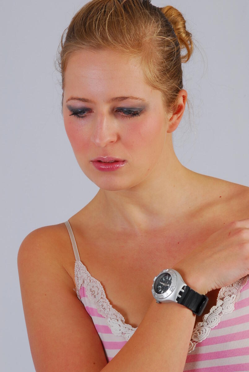 Amateur Model Anna Shows Her Swatch Scuba Watch Fully Clothed
