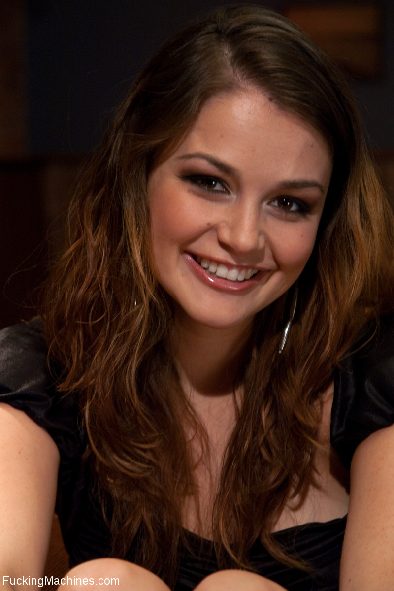 Allie Haze Rubs Clit While Riding Machine Dildo