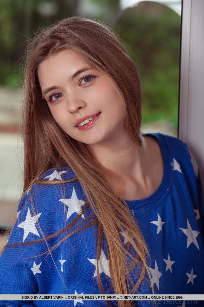 Teen Girl With Long Legs Shows Off Her Hairless Pussy By Window