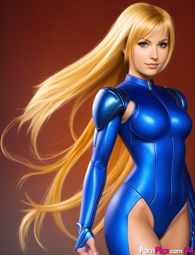 Horny Blonde Superhero Samus Aran Shows Her Lovely Juggs In Solo