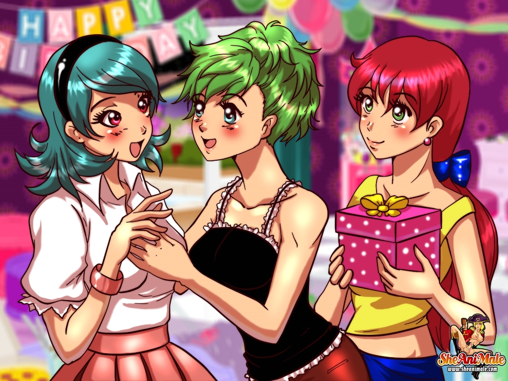 प्यारी हेनतई जन्मदिन की बेब दो बड़े स्तनों वाली शीमेलों से त्रिक में चुदाई