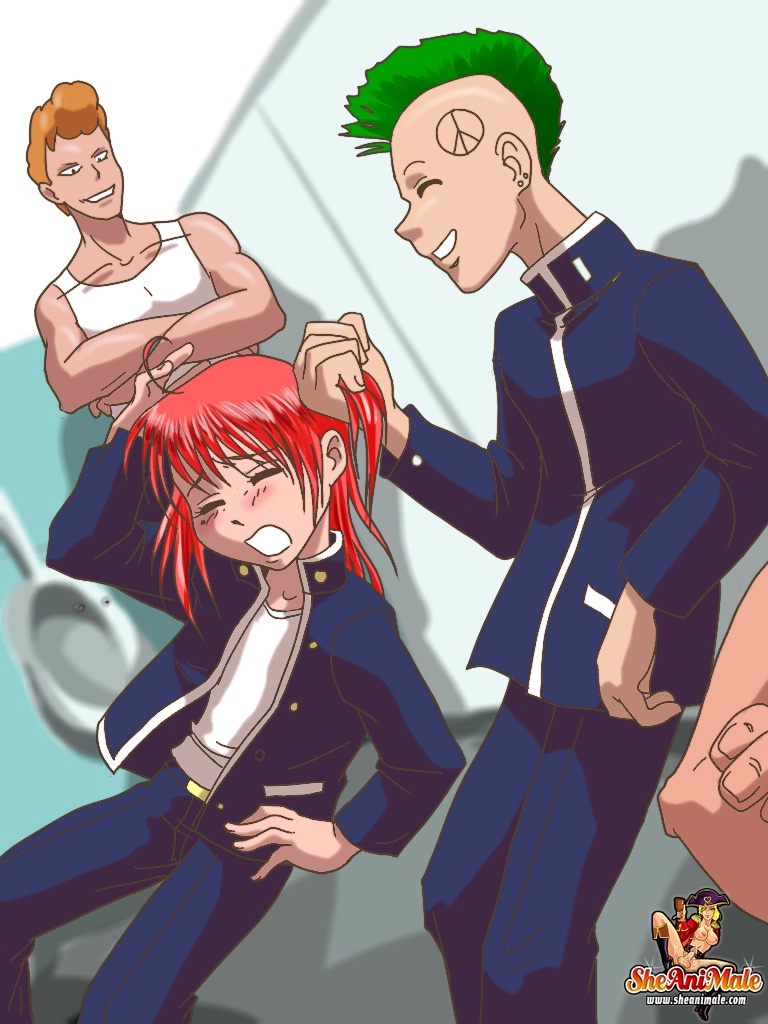 एनीमे शीमेल परवर्ट हाई-स्कूल रीयूनियन में बदमाश लड़कों को चोदता है