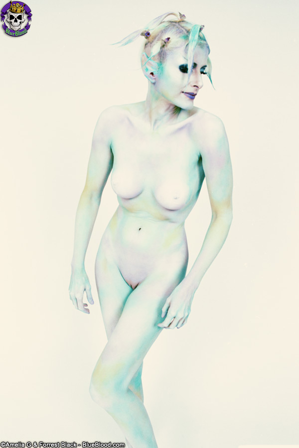 Pale Blonde Eve Bennu Nude During Modelling Gig