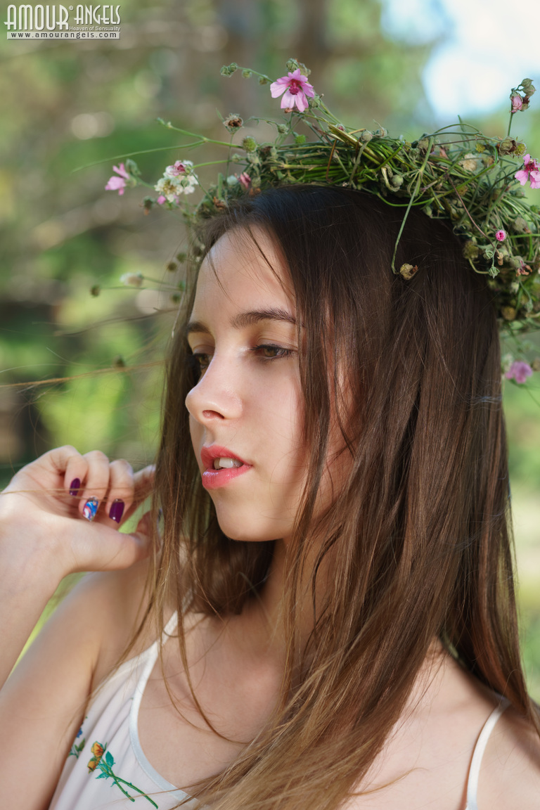 Skinny Amateur Trasy Strips Summer Dress Naked In Woods